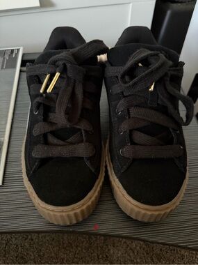 Puma x Fenty Creeper Black Suede Sneakers with Gum Sole